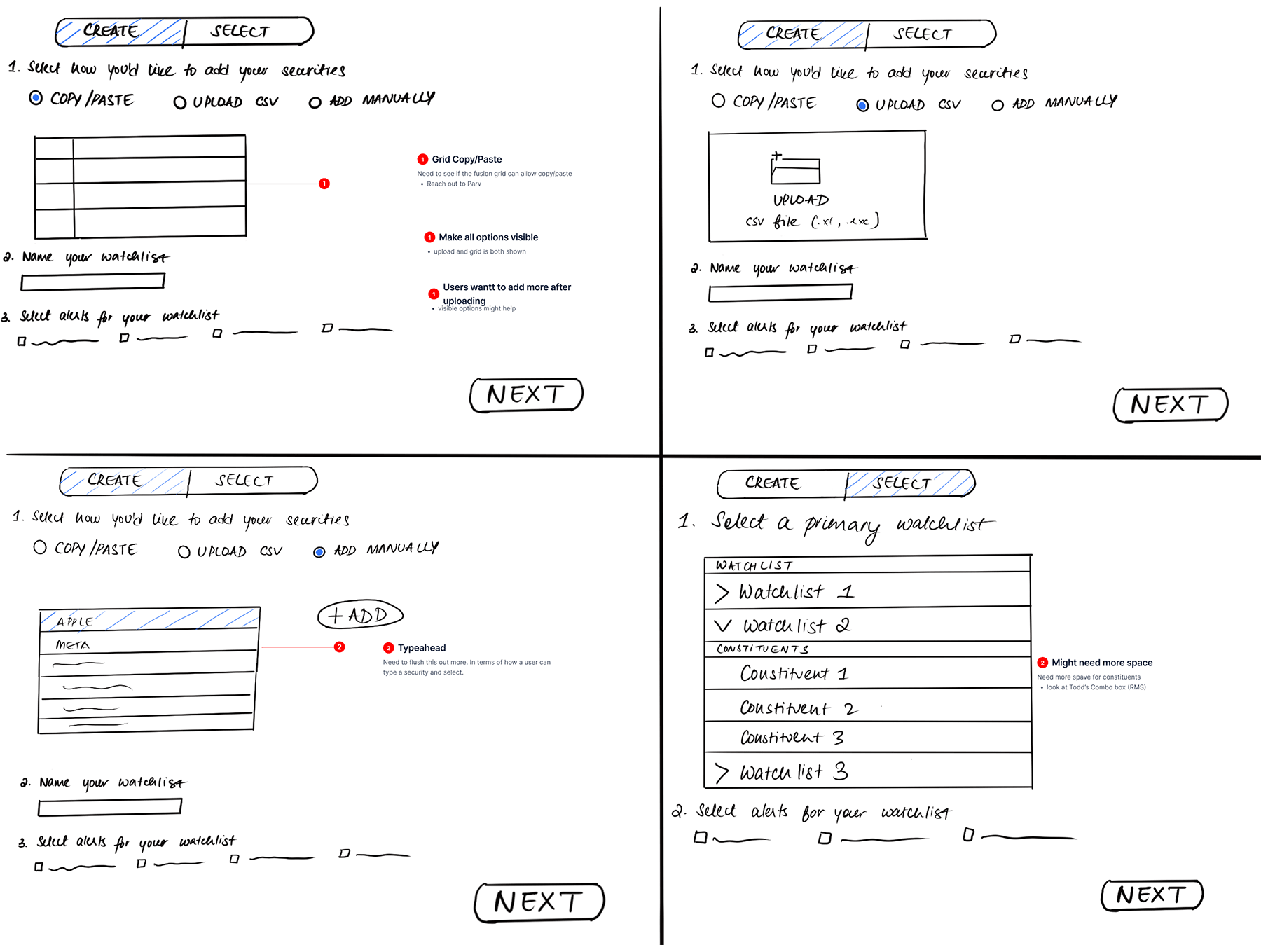 early onboarding sketch showing the full upload flow